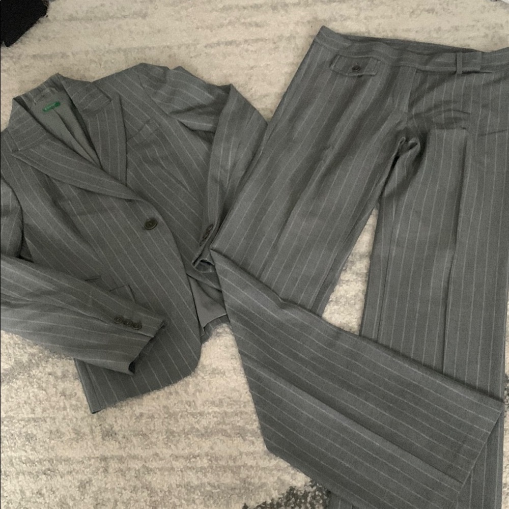 United Colors Of Benetton Gray Pinstripe Suit